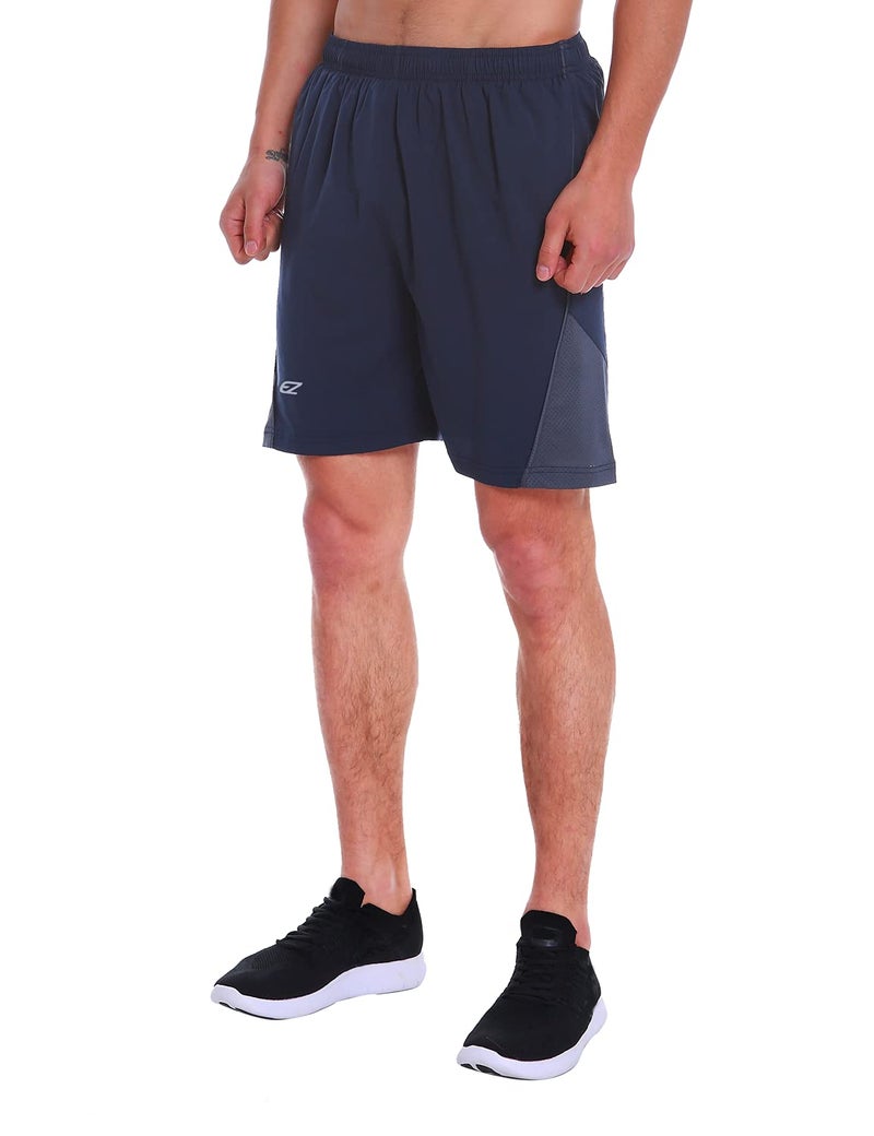 EZRUN Men's 7 Inch Quick Dry Running Shorts Workout Sport Fitness Short with Liner Zip Pocket(Blue,L) - Image 1
